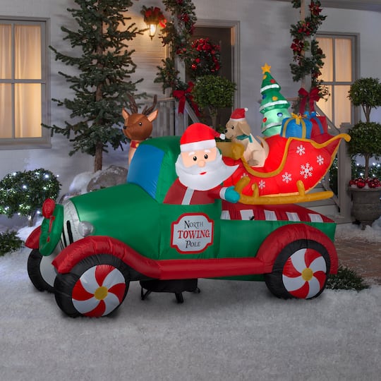 6ft. Airblown® Inflatable Christmas Santa's Tow Truck | Michaels